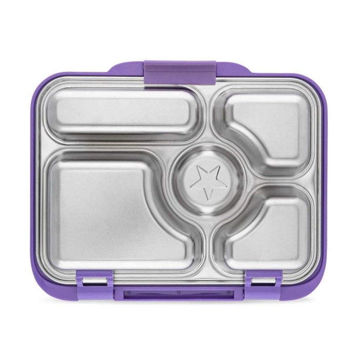 Μωβ ανοξείδωτο φαγητοδοχείο με χωρίσματα
